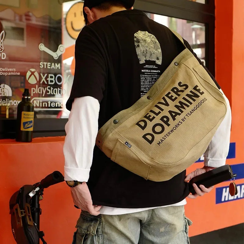 Large Capaci Canvas Sling Bag Retro