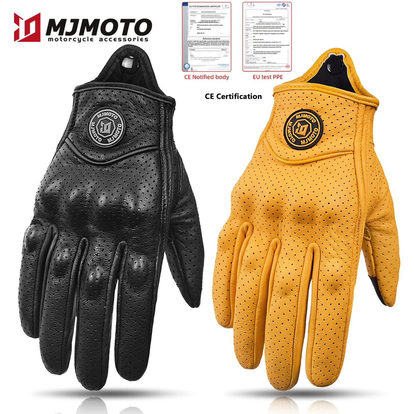 Classic Retro Leather Motorcycle Gloves
