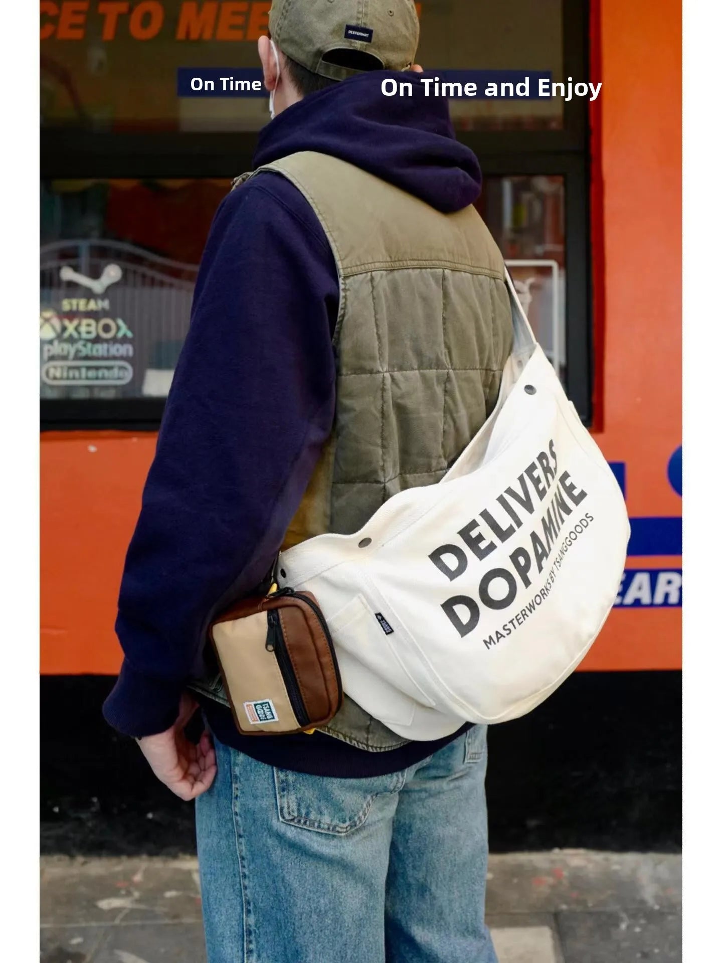 Large Capaci Canvas Sling Bag Retro