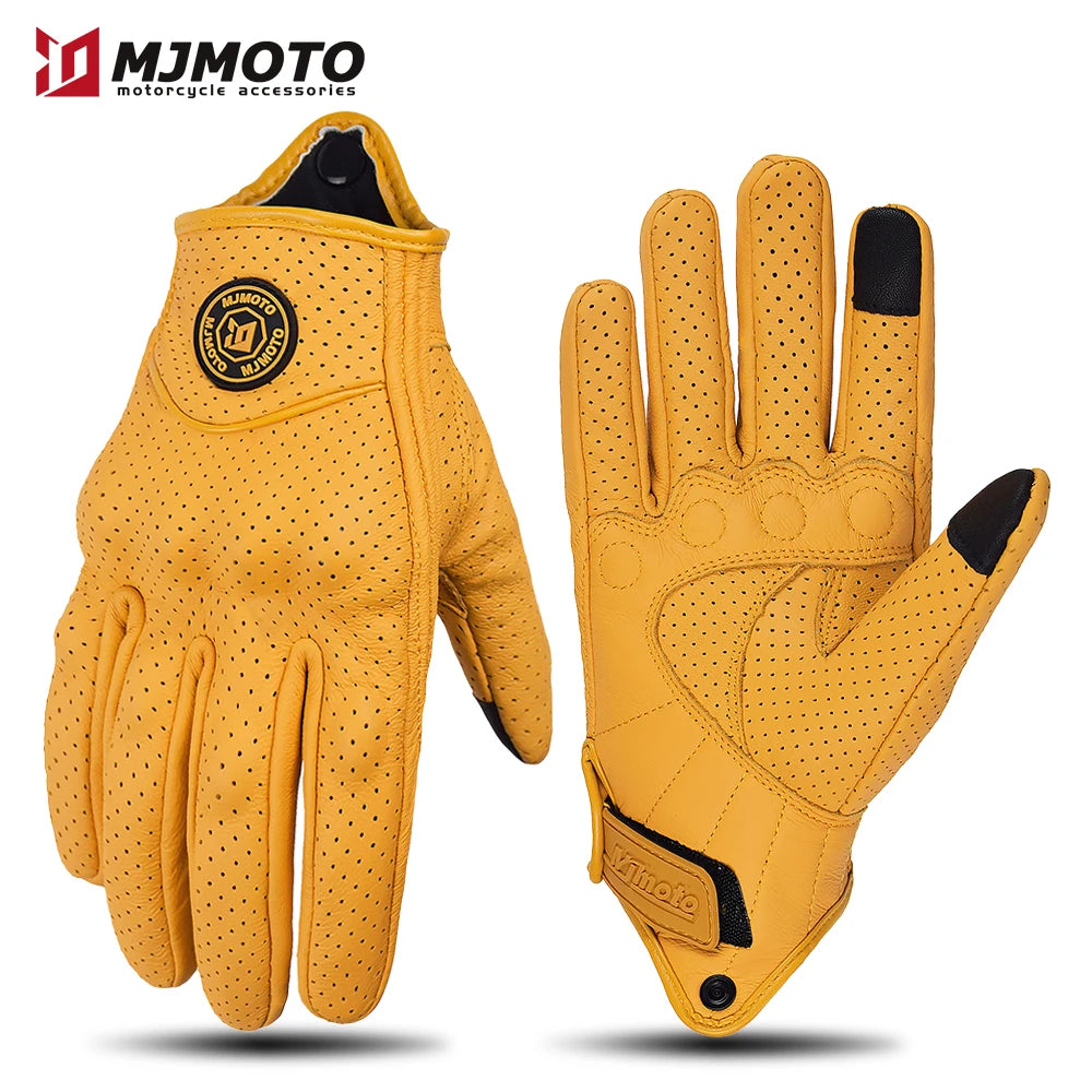 Classic Retro Leather Motorcycle Gloves