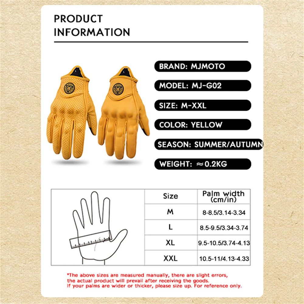 Classic Retro Leather Motorcycle Gloves