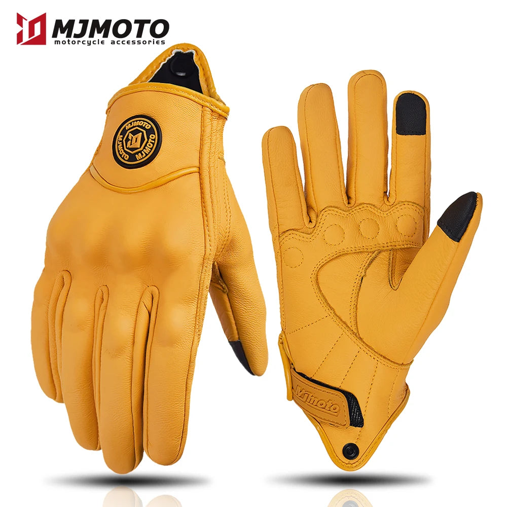 Classic Retro Leather Motorcycle Gloves