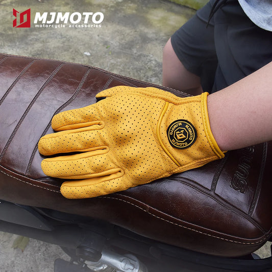 Classic Retro Leather Motorcycle Gloves